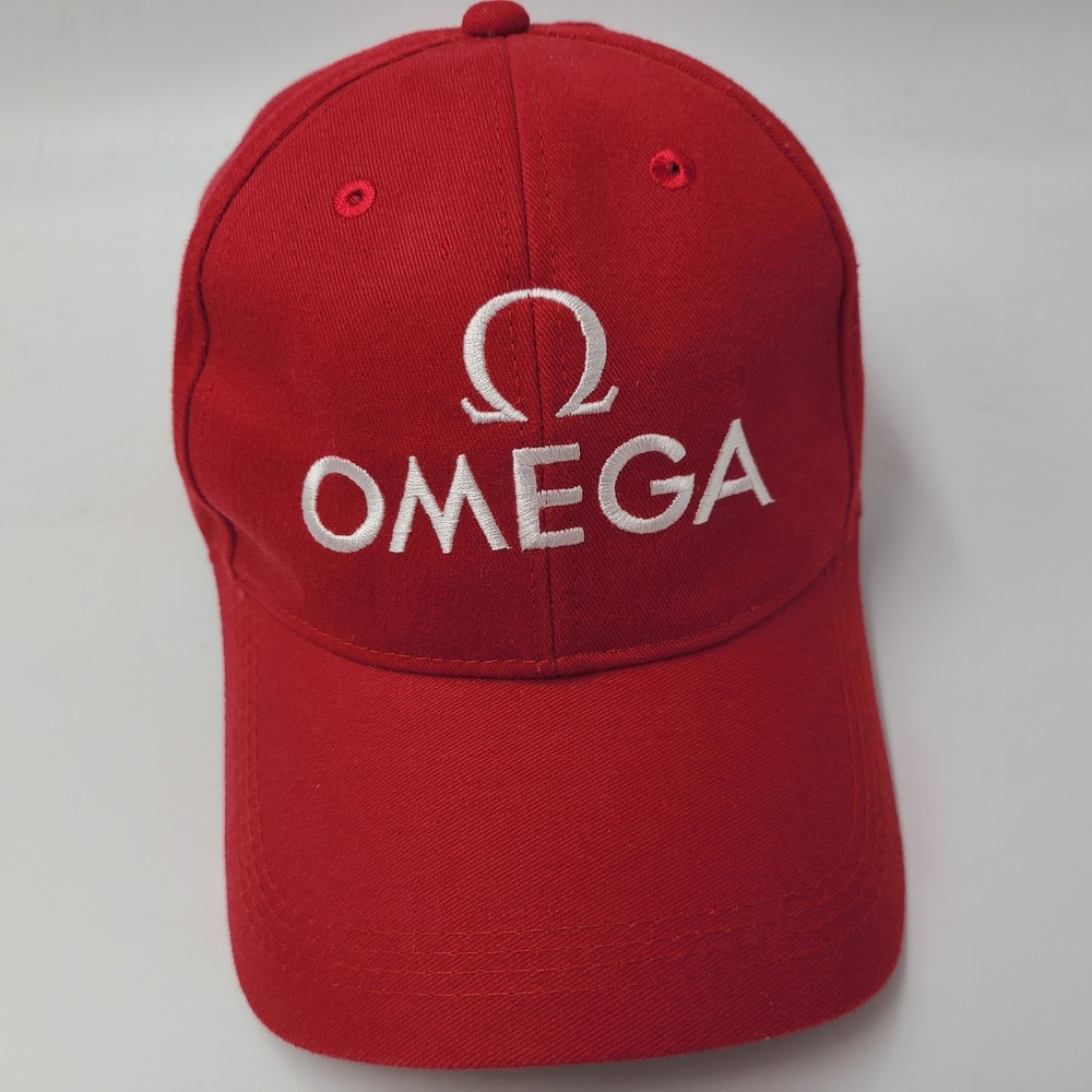 Omega Hat Adjustable Red White Zermatt Switzerland Luxury Watch Brand Logo Men
